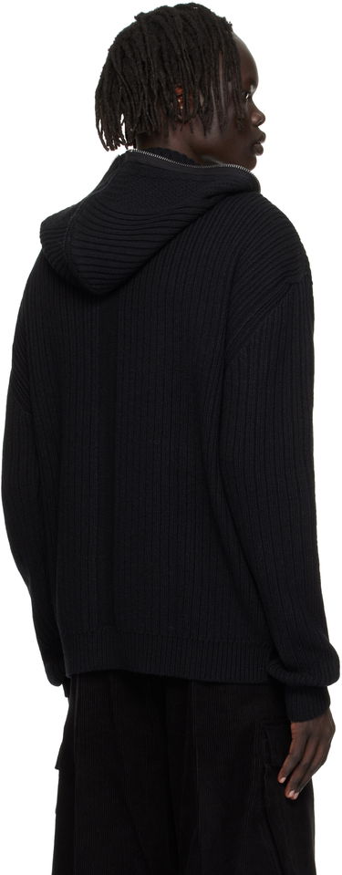 Pulover Rick Owens Rick Owens Concordians Zipped Knit Hoodie Črna | RU02E1647 KWV, 2