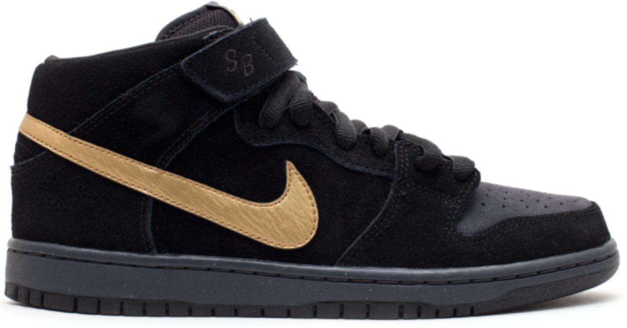 Superge in čevlji Nike SB SB Dunk Mid Obsidian Metallic Gold Črna | 314383-474, 0