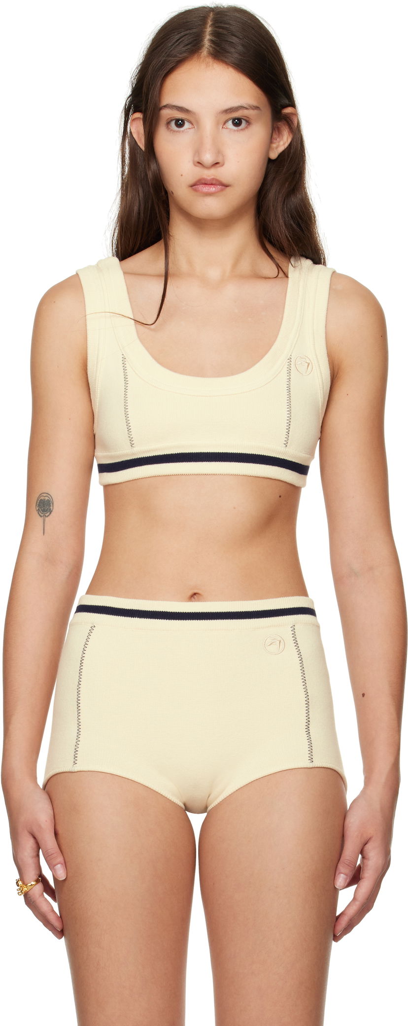 Modrček Ambush Contrast Stitch Bra Top Bež | BWHR001F24KNI0013131
