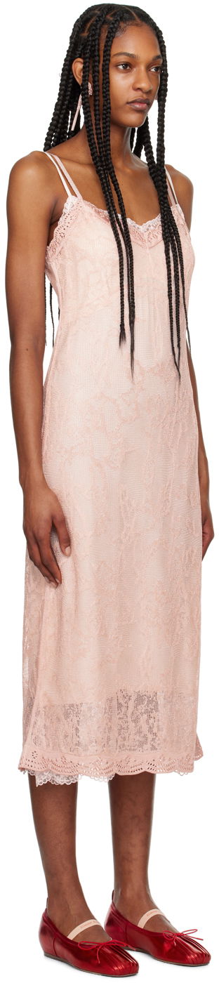 Obleke Simone Rocha Simone Rocha Floral Lace Midi Slip Dress Roza | SHMK3 0645, 1