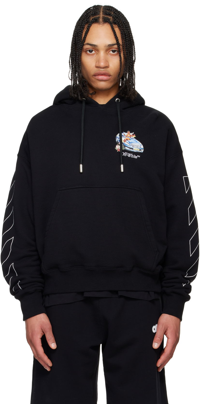 Pulover Off-White Off-White Fresco Arrow Hoodie Črna | OMBB085S25FLE0051001