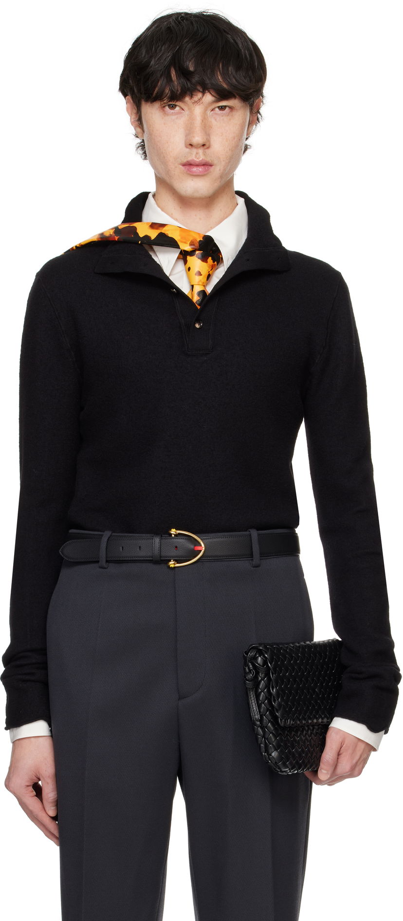 Pleteni pulover Bottega Veneta Felted Wool Turtleneck Črna | 798239 V4JU0 1000