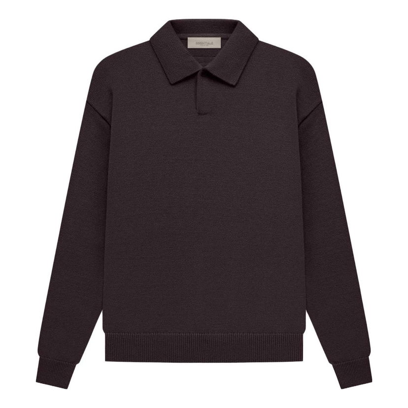 Pleteni pulover Fear of God Knit Long Sleeve Polo Shirt Rjava | FOG-SS23-040