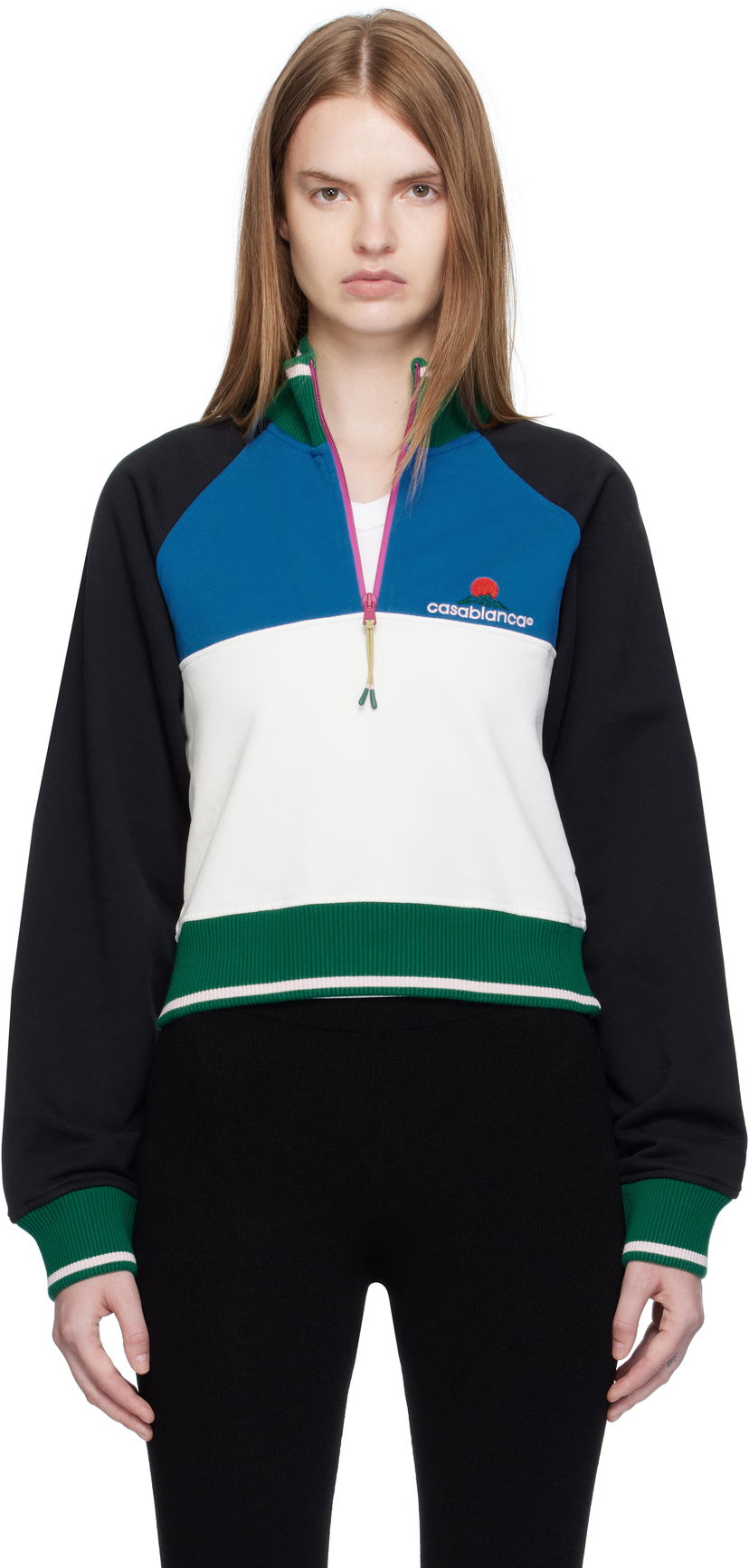 Pulover Casablanca Casablanca Colorblock Quarter-Zip Sweatshirt Večbarvna | WPF25-JTP-328-01