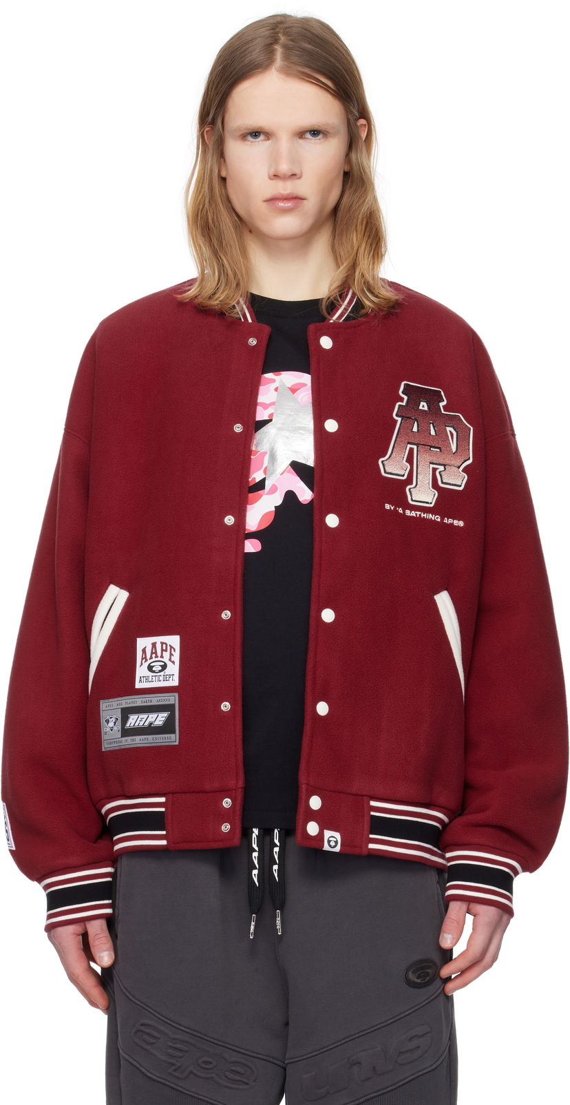 Bomber jakna AAPE by A Bathing Ape AAPE By A Bathing Ape Main Bomber Jacket Rdeča | AAPSWMB351XXNBDX