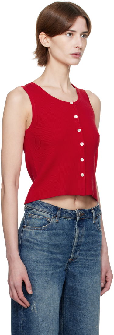 Majica brez rokavov A.P.C. A.P.C. Buttoned Cropped Tank Top Rdeča | VIALM-F23410, 1