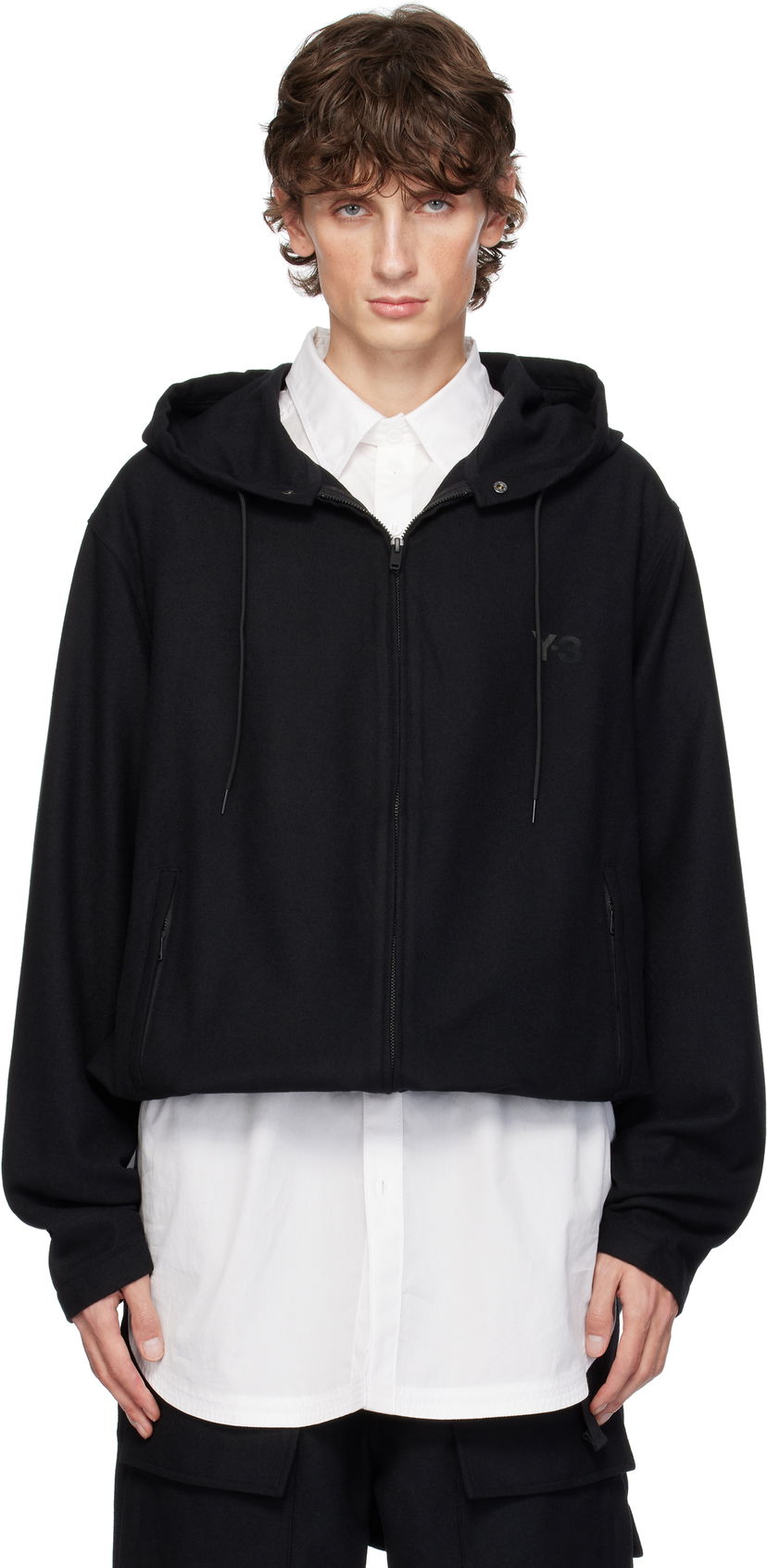 Jakna Y-3 Flannel Hood Jacket Črna | IZ1881
