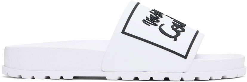 Superge in čevlji Versace Versace Jeans Couture Logo Shelly Pool Slides Bela | E78VA3SQ2_E71352