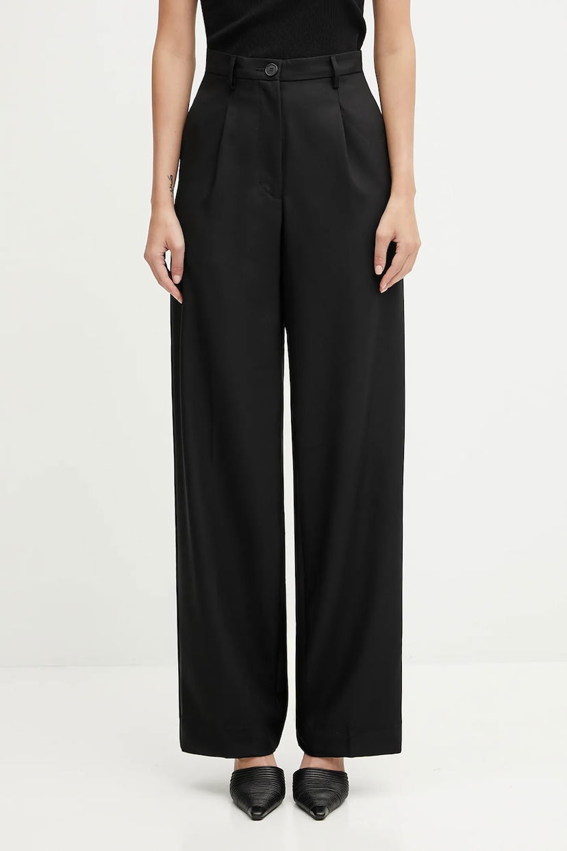 Hlače Fiorucci Fiorucci Wide Leg Tailored Wool High Waist Pants Črna | W02FPBPA464WO01BK01