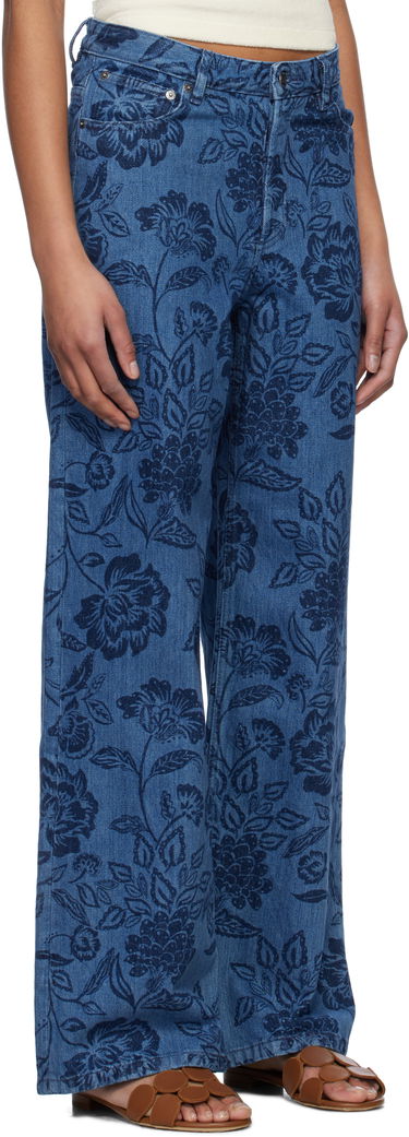 Kavbojke A.P.C. A.P.C. Elisabeth Floral-Print Wide-Leg Jeans Modra | COHGQ-F09181, 1