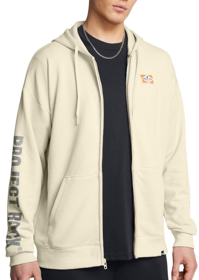 Pulover Under Armour Project Rock Heavyweight Full-Zip Hoodie Bež | 1386898-273
