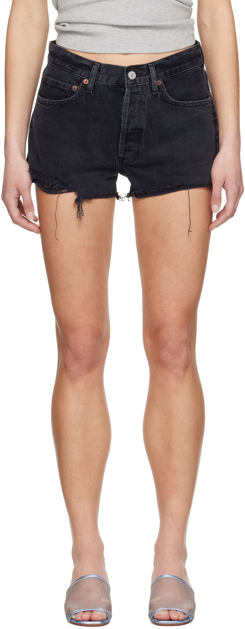 Kratke hlače AGOLDE AGOLDE Parker Vintage Cut Off Denim Shorts Črna | A026D-1157