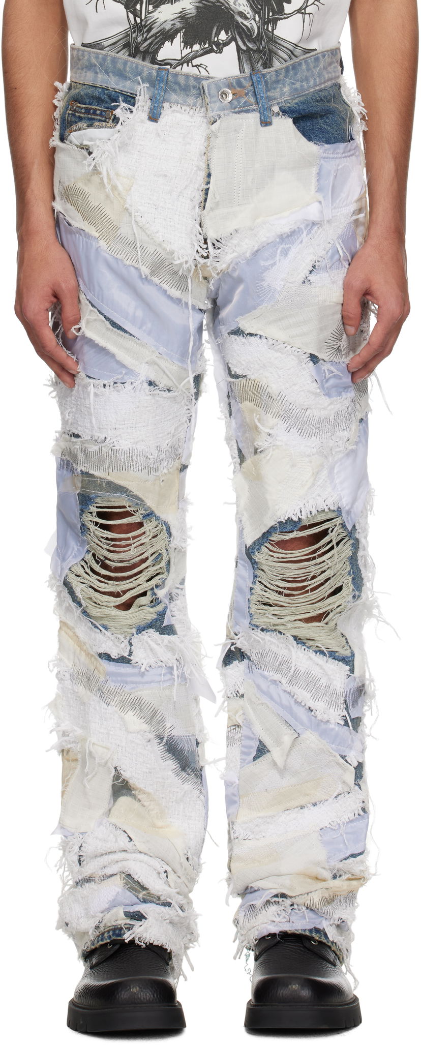Kavbojke Who Decides War Who Decides War Beach Sand Patchwork Jeans Modra | 1120660001SS25