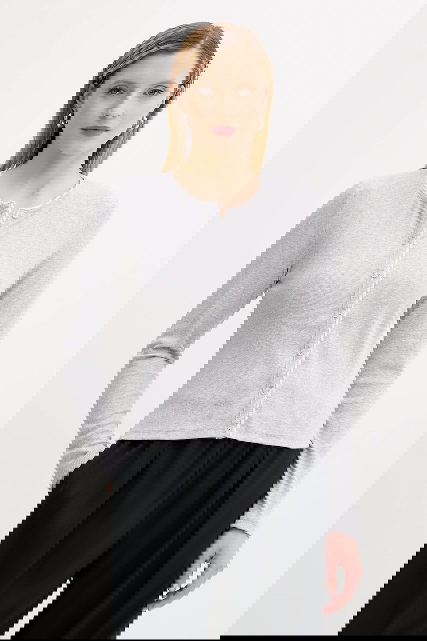 Pleteni pulover Samsoe Samsoe SAJUNE Ribbed Long Sleeve Cardigan Siva | F25200034, 0