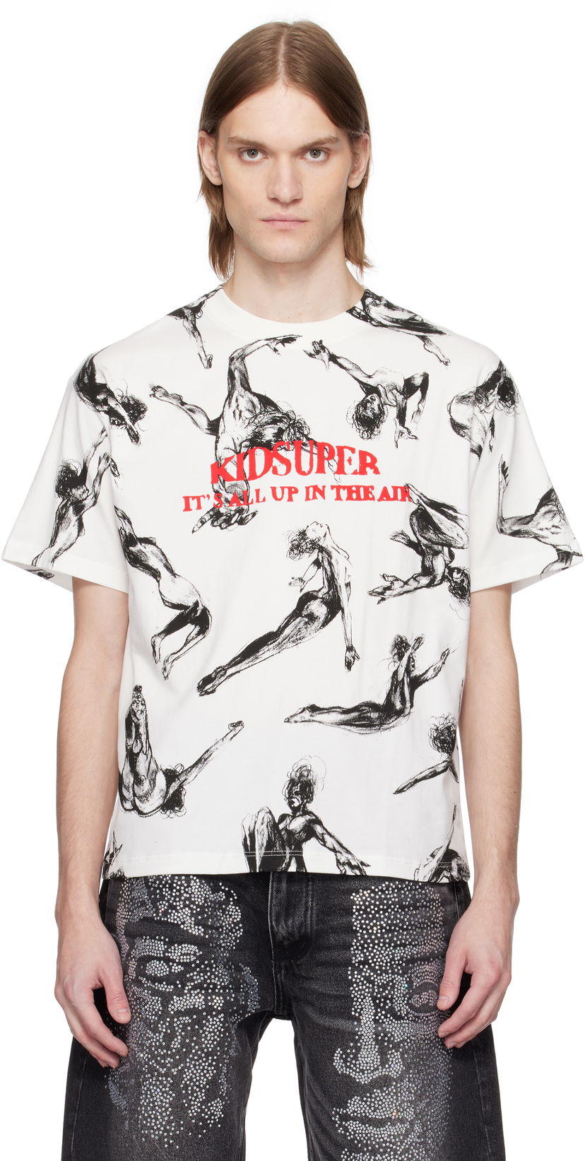 Majica KidSuper KidSuper Trapeze All Over Print T-Shirt Bela | SS25-TEE-03