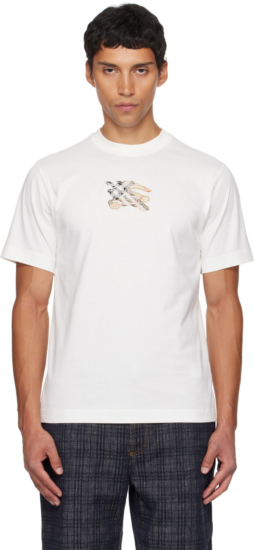 Majica Burberry Burberry EKD Check Cotton T-Shirt Bela | 8116170