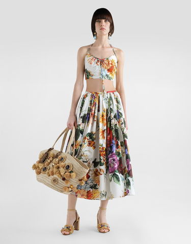 Krop-top Dolce & Gabbana Dolce & Gabbana Flower-Print Halter Poplin Crop Top Večbarvna | F7BB7THS5TRHA5PC, 1