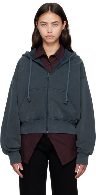 Pulover Acne Studios Acne Studios Cropped Zip Hoodie Siva | AI0167-, 0