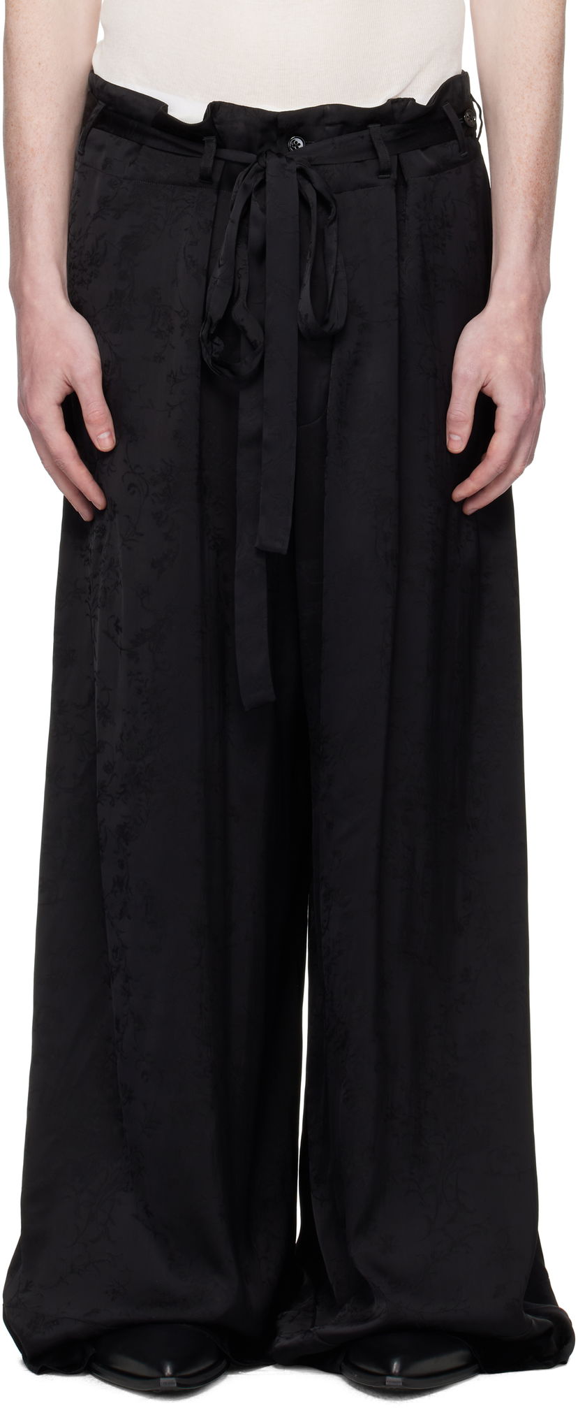 Hlače Ann Demeulemeester Ann Demeulemeester Bruse Wide Lounge Pants Črna | B0012744-FA611-099