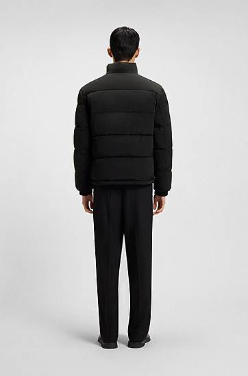 Puhovka BOSS Water-repellent Padded Puffer Jacket with Logo Patch Črna | 50547887, 1