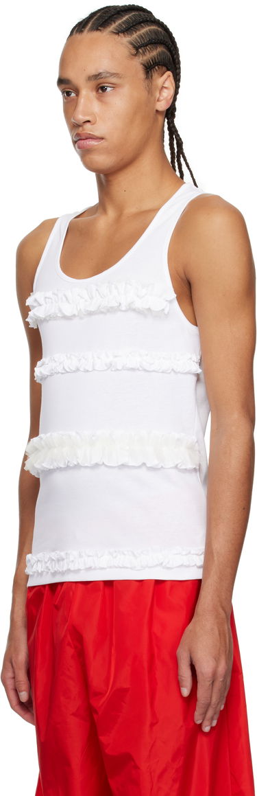 Majica brez rokavov Simone Rocha Simone Rocha Ruffle Frill Tank Top Bela | 5324F 0553, 3