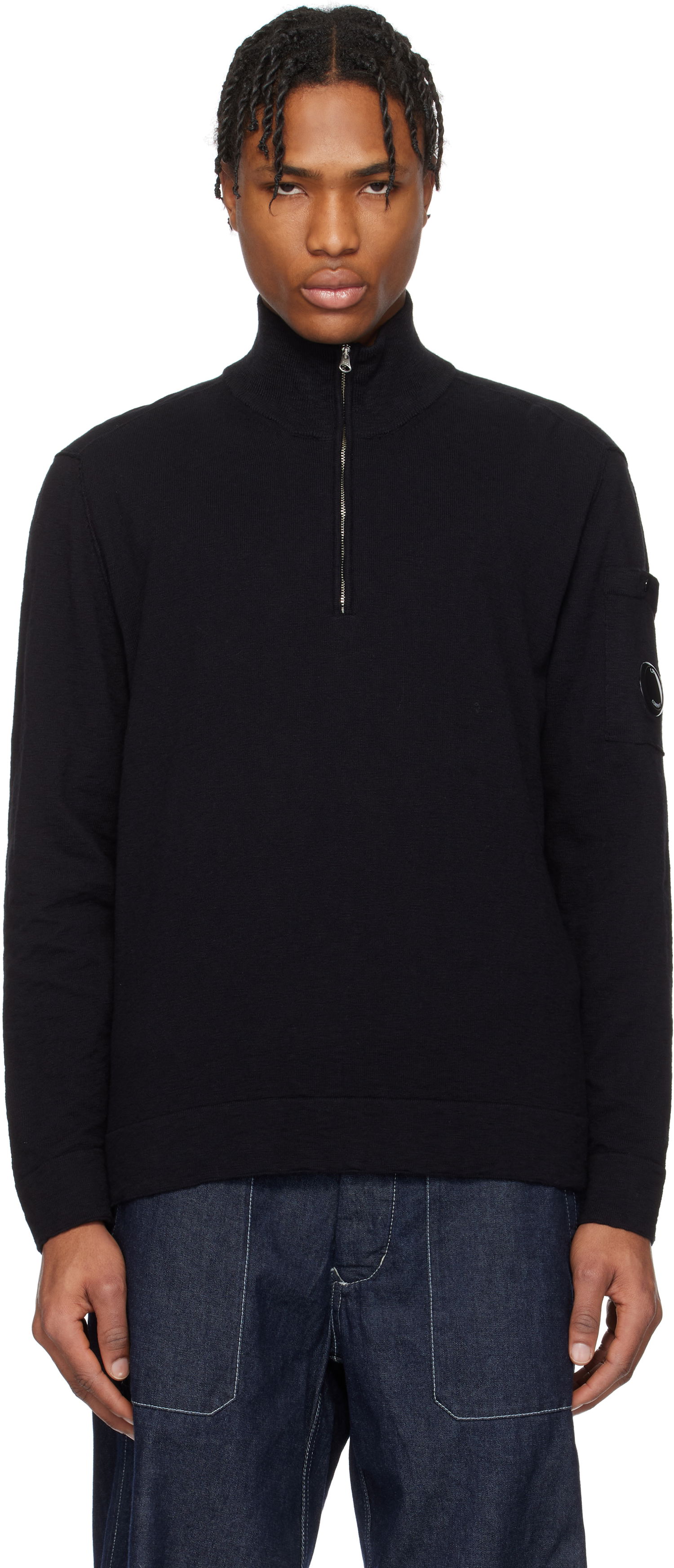 Pleteni pulover C.P. Company C.P. Company Half Zip Knit Sweater Črna | 18CMKN304A-110373A, 0