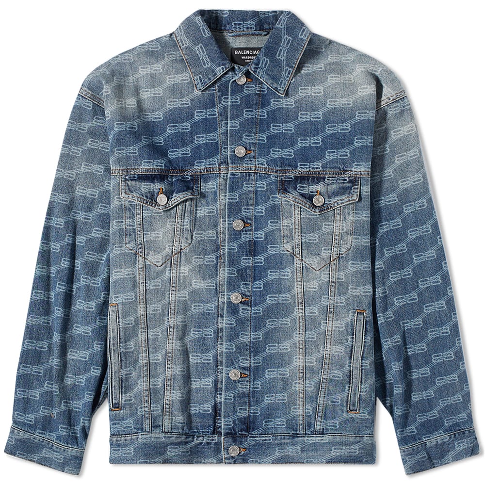 Jakna Balenciaga BB All-Over Print Oversized Denim Jacket Blue Authentic Ring Modra | 675208-TMW37-4437, 0