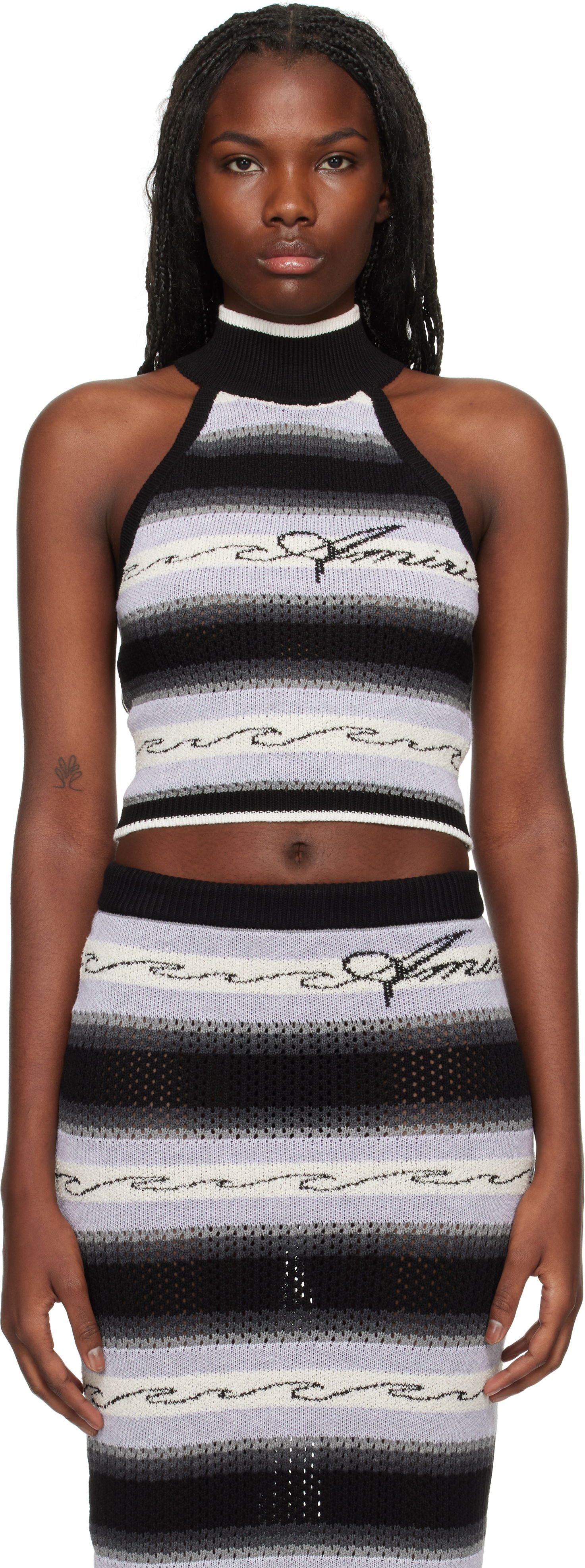 Majica brez rokavov AMIRI Wave Baja Stripe Tank Top Črna | AWKNTT1005, 0