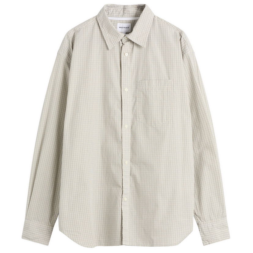 Srajce NORSE PROJECTS Ole Oversize Poplin Check Shirt Bež | N40-0851-2064