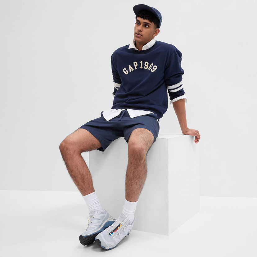 Pulover GAP Logo Crewneck Sweatshirt Tapestry Navy Mornarica | 664496-01