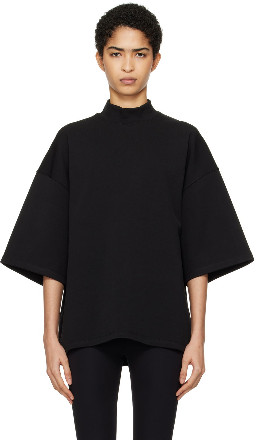 Majica WARDROBE.NYC Semi Matte Mock Neck Top Črna | W1094F24MJ