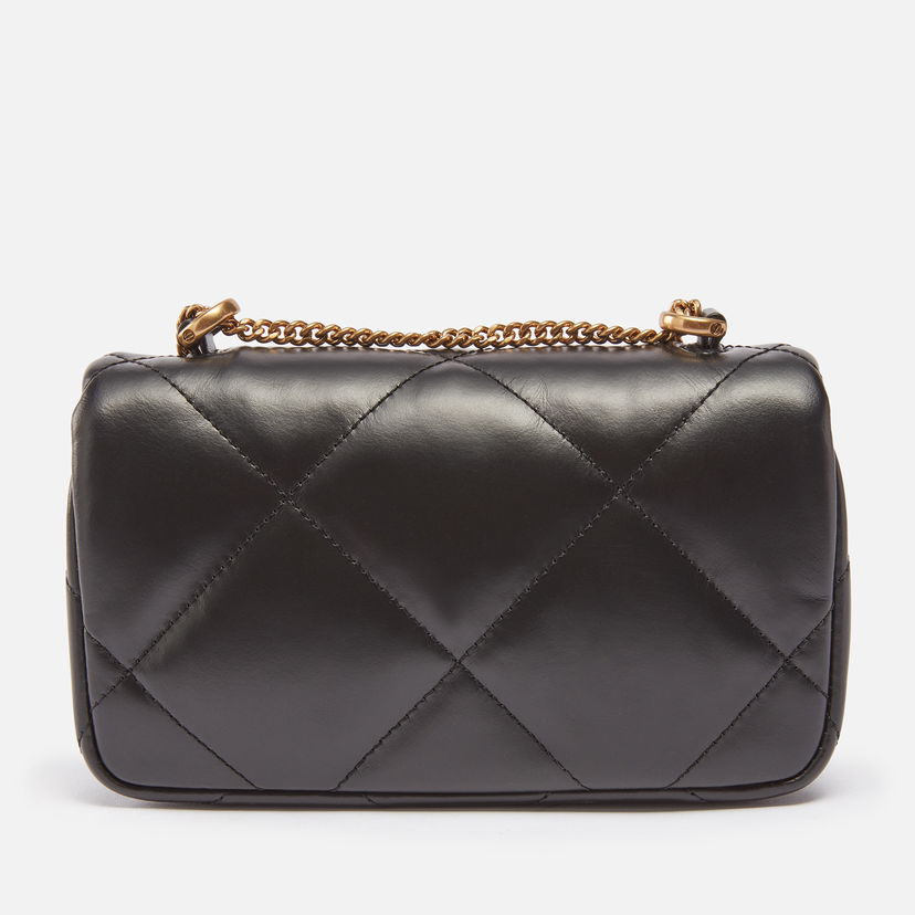 Torba za čez ramo Tory Burch Mini Flap Leather Bag With Diamond Quilt Črna | 154710-001