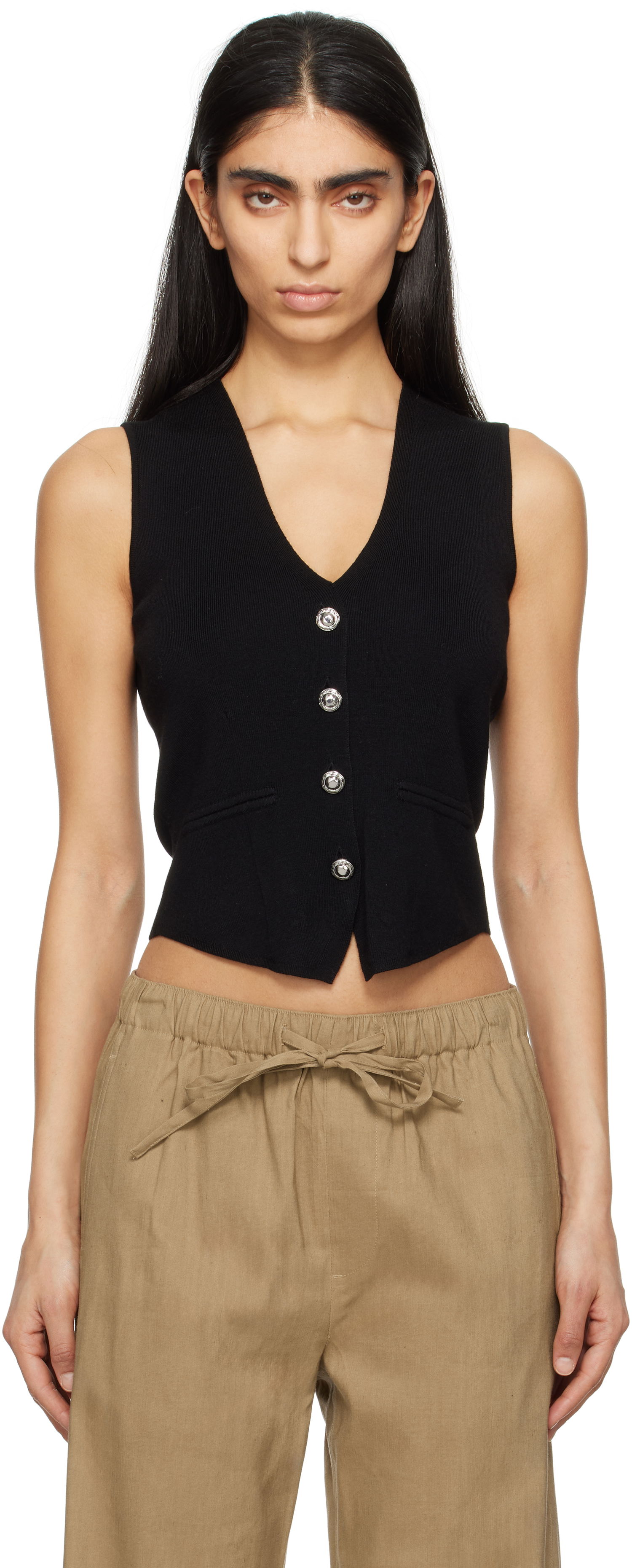 Telovnik rag & bone rag & bone Ella Merino Wool-Blend Sweater Vest Črna | WAS25S015BV15, 0