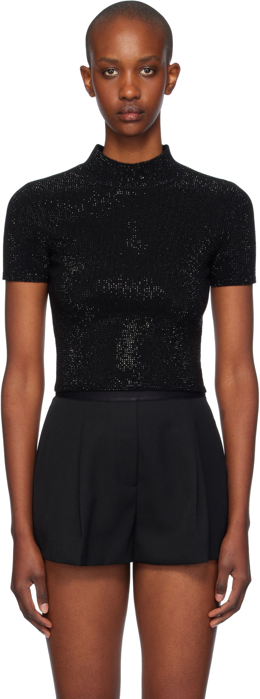 Pleteni pulover Alexander Wang Alexander Wang Crystal Hotfix T-Shirt Črna | 1KC4241043