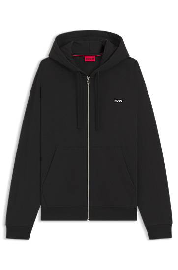 Pulover BOSS Relaxed-Fit Cotton Terry Zip-Up Hoodie Črna | 50548651