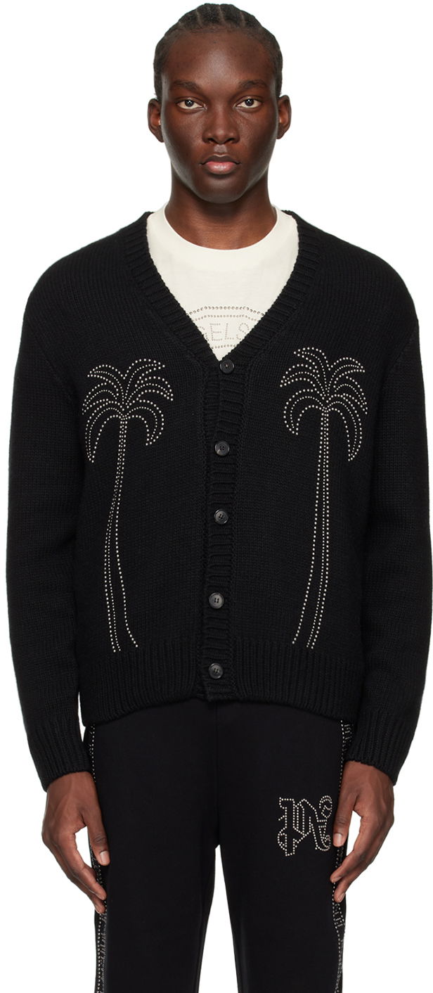 Pleteni pulover Palm Angels Milano Stud Cardigan Črna | PMHB023R24KNI0011072