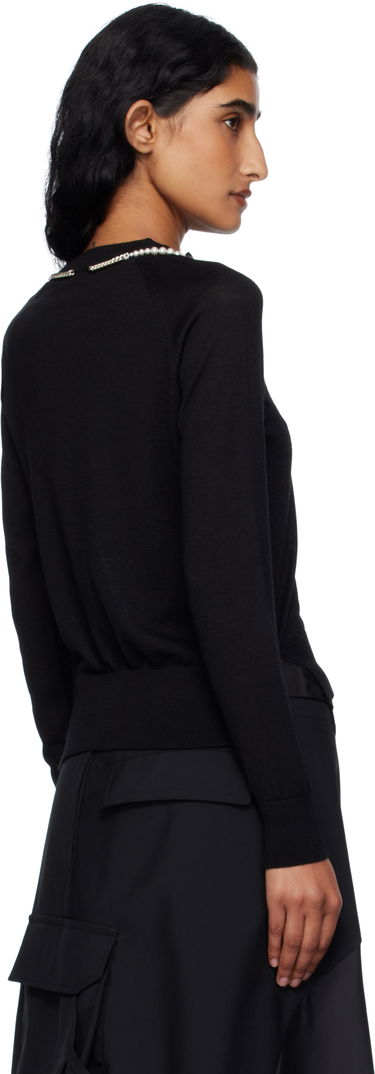 Pleteni pulover Simone Rocha Simone Rocha Pearl & Chain Bow Cardigan Črna | KMK13B 0647, 2
