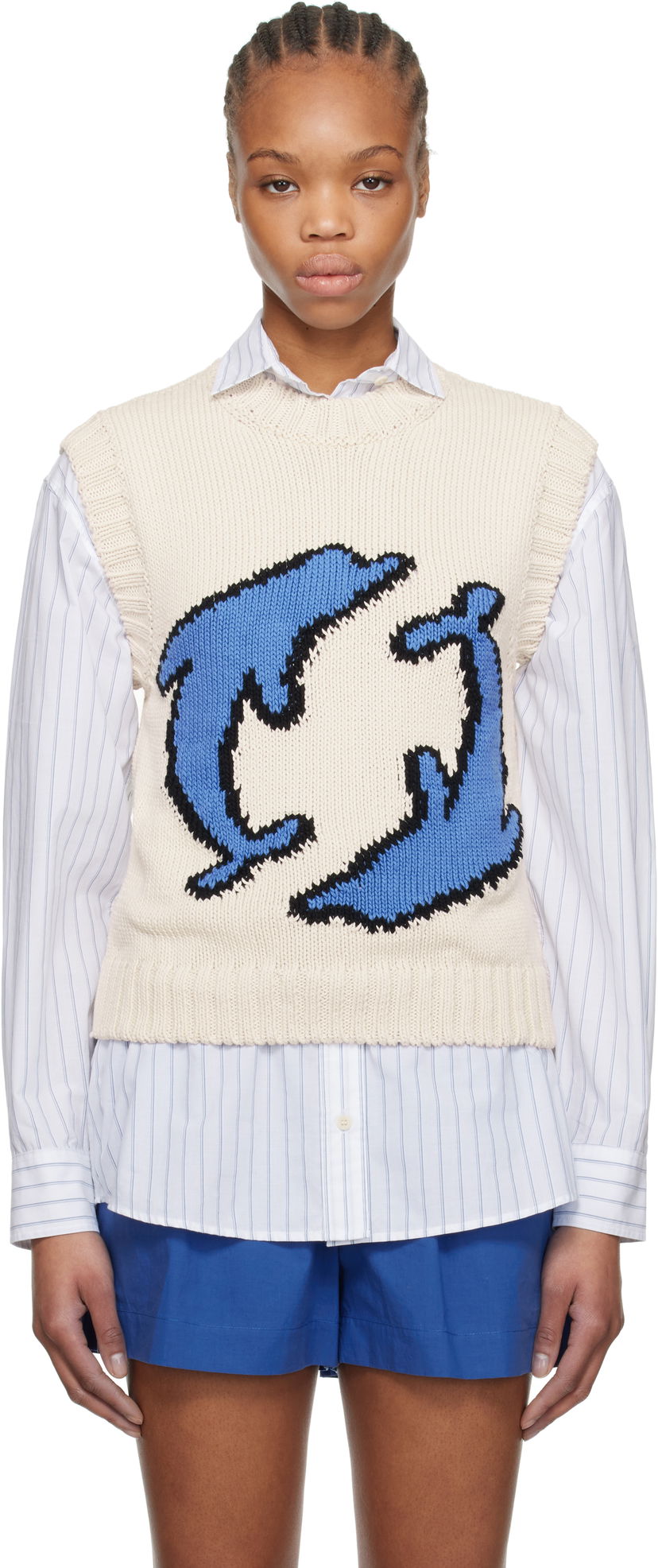 Pleteni pulover MSGM MSGM Jacquard Knit Vest Bež | 3841MDT195 257281