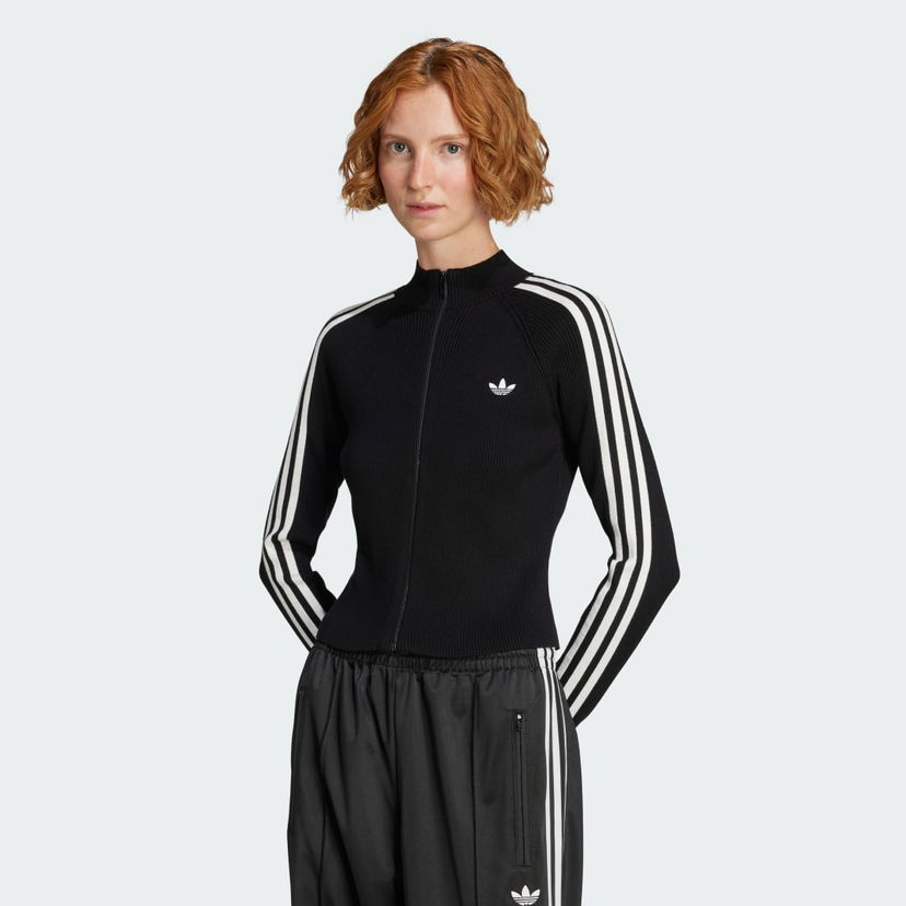 Pleteni pulover adidas Performance Adicolor Slim-Fit Knit Top Črna | JY2597