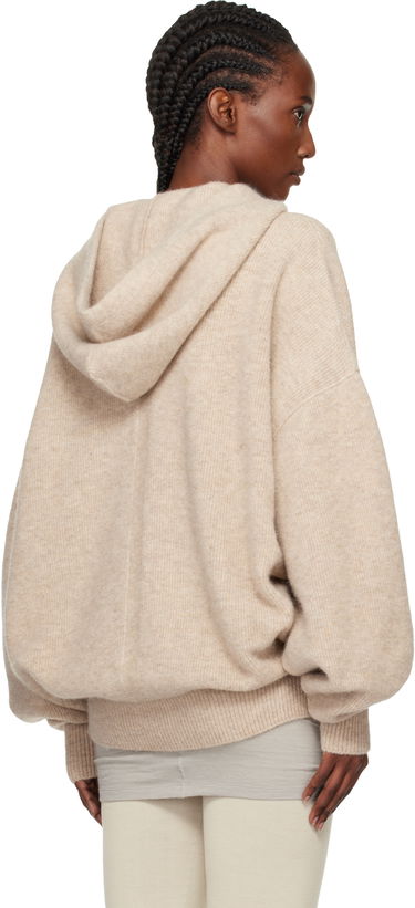Pulover Rick Owens Concordians Hun Oversized Knitted Hoodie with Kangaroo Pocket Bež | RO02E4660 KWP, 2