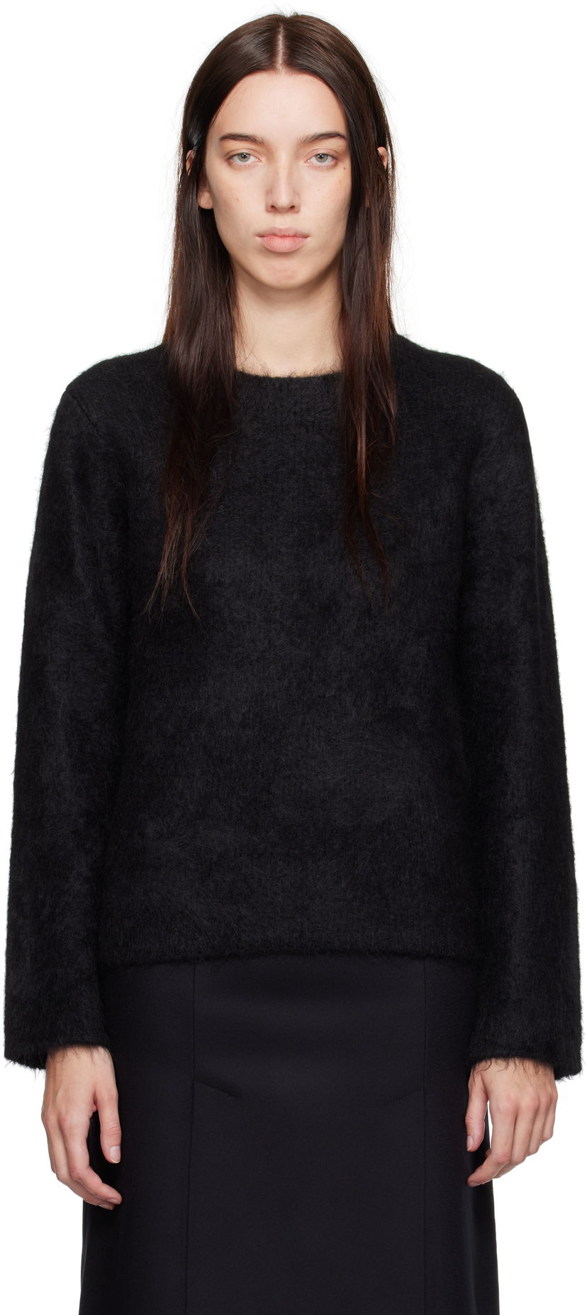 Pleteni pulover Loulou de Saison Loulou de Saison Freya Fuzzy Knit Sweater Črna | FREYA
