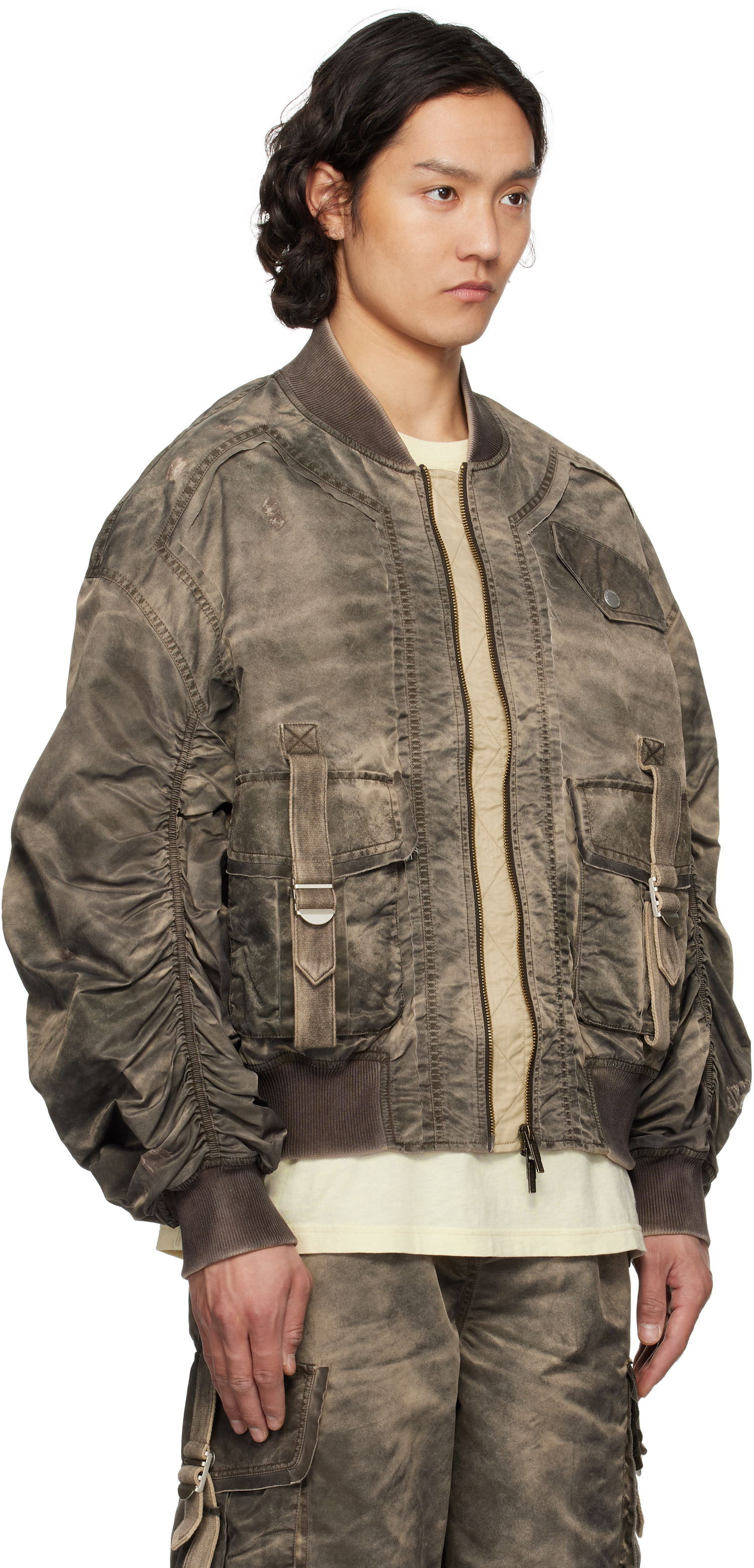 Bomber jakna Feng Chen Wang Feng Chen Wang Sandwashed Utility Bomber Jacket Rjava | FUS19JK04B, 1