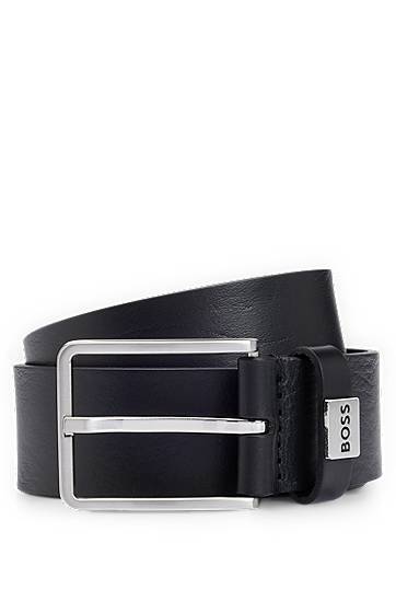 Pasovi BOSS Italian-leather belt with logo keeper Črna | 50529898