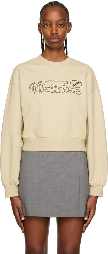Pulover We11done Cursive Crop Sweatshirt Bež | WD-TS3-22-860-W-BG, 0