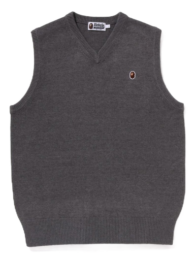 Pleteni pulover BAPE Ape Head One Point Knit Vest Siva | 1J30-120-002