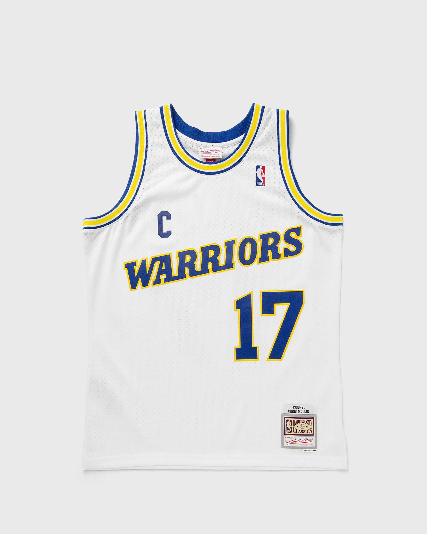 Dres Mitchell & Ness Mitchell & Ness Golden State Warriors 1990-91 Chris Mullin #17 Jersey Bela | JY10740-GSWWHIT, 0