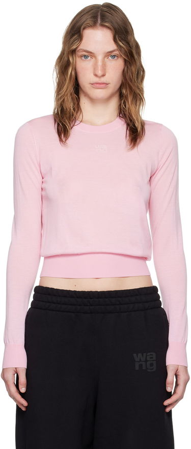 Pleteni pulover Alexander Wang Embossed Logo Slim Fit Sweater Roza | 4KC3241038, 0