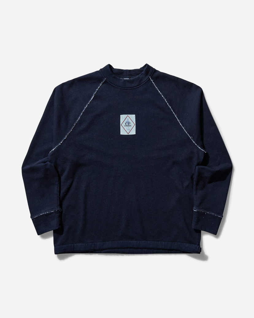 Pleteni pulover C.P. Company Fleece Logo Sweatshirt Mornarica | 18CMSS184A-110055W D08