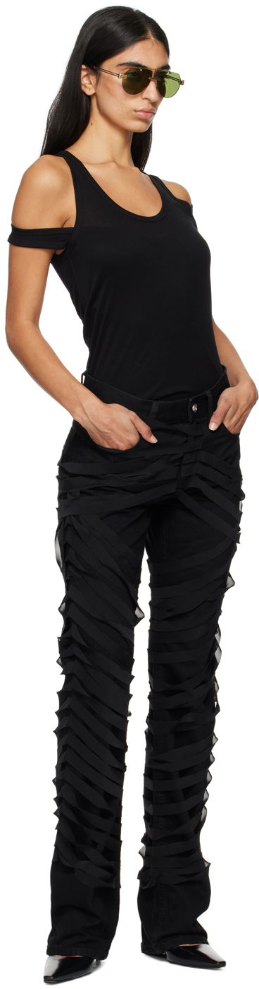 Kavbojke Helmut Lang Ribbons Decorated Worker Pants Črna | O06DW201, 3