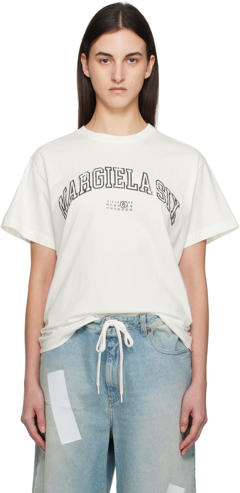 Majica Maison Margiela MM6 Maison Margiela Varsity Print T-Shirt Bela | SH0GC0046 S24312